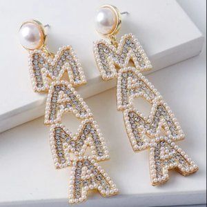 "Mama" Mom Mother's Day Rhinestone Earrings Jewelry Bridal Gift